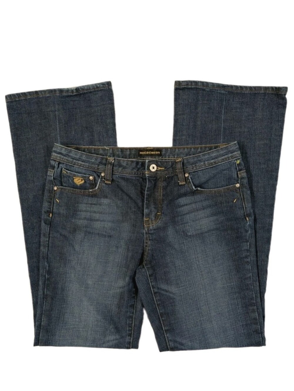 Rocawear Women's Size 11 Jeans Dark Wash Denim Y2K Embroidered Floral Pockets